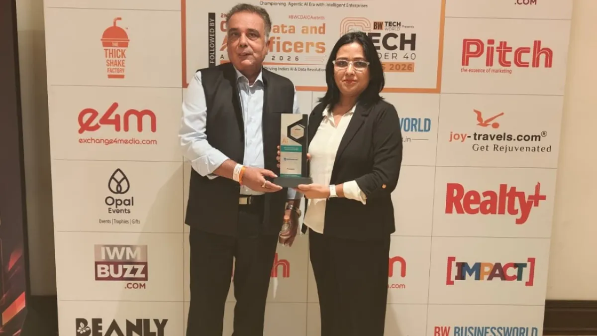 A proud moment of recognition as Saurabh Tyagi, CMO, and Dr. Bushra Zaman, Chief AI Officer, celebrate Deepspatial's achievement at the BW Businessworld CDAIO Awards 2026